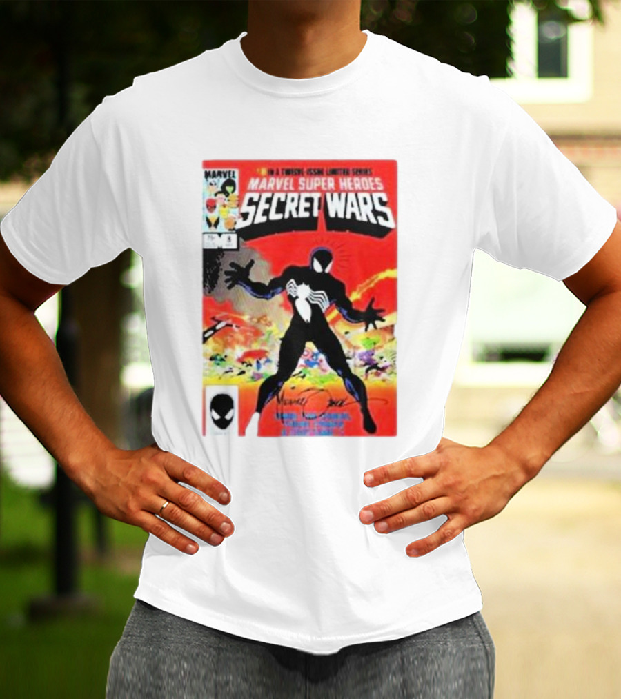 Marvel Super Heroes Secret Wars Spider-Man Black Suit Comic Cover T-Shirt