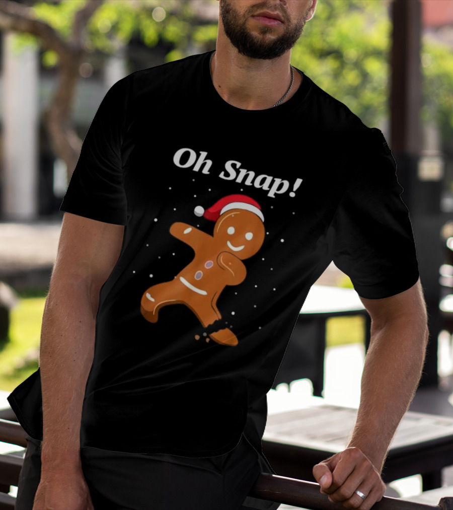 Oh Snap Gingerbread Merry Christmas Cookie Santa Hat T-Shirt