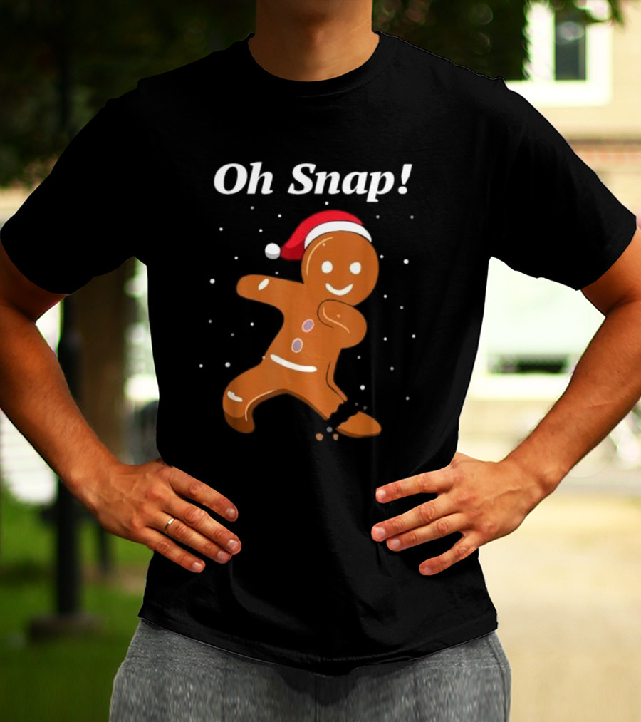 Oh Snap Gingerbread Merry Christmas Cookie Santa Hat T-Shirt