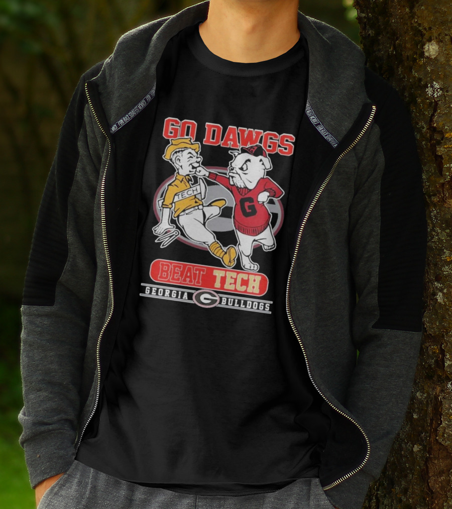 Go Dawgs Beat Tech Georgia Bulldogs Rivalry Football Mascot Showdown T-Shirt