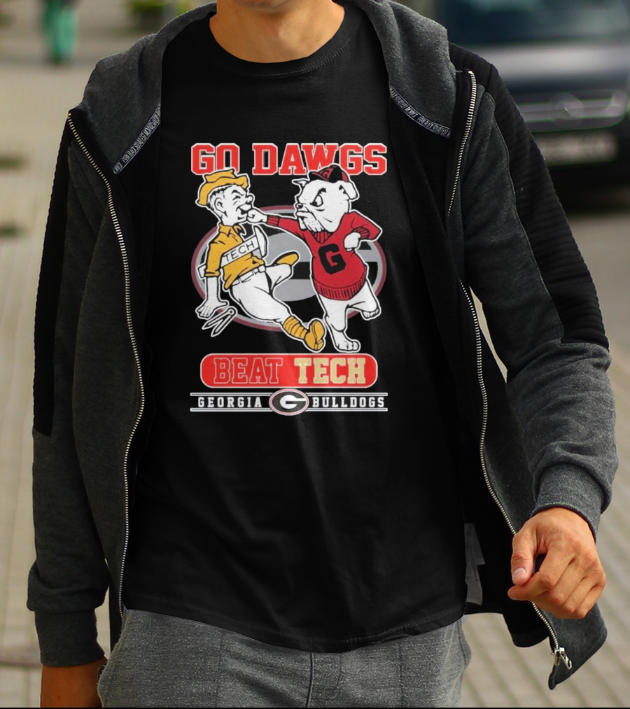 Go Dawgs Beat Tech Georgia Bulldogs Rivalry Football Mascot Showdown T-Shirt