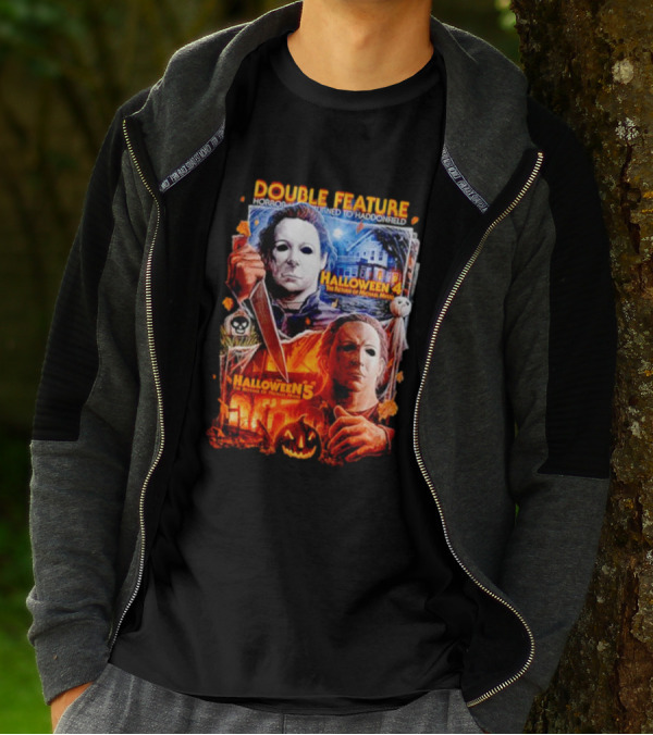 Double Feature Horror Returns To Haddonfield Halloween 4 The Return Of Michael Myers Halloween 5 T-Shirt