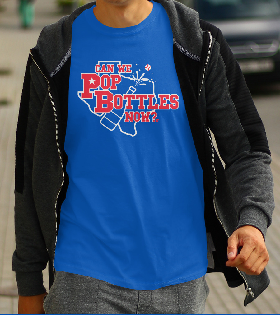 Texas Baseball Celebration Can We Pop Bottles Now? T-Shirt