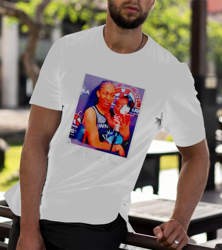 A’ja Wilson Holding Baby 31.4% WNBA Stars T-Shirt