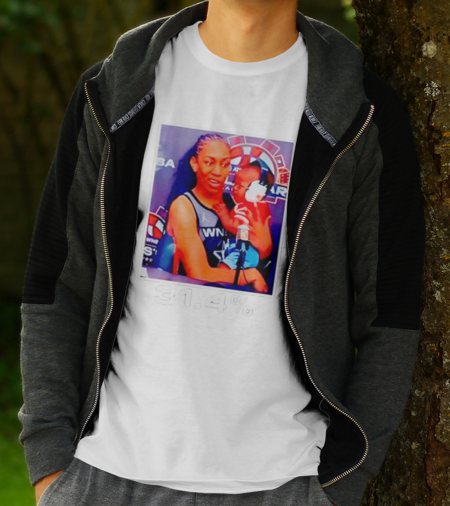 A’ja Wilson Holding Baby 31.4% WNBA Stars T-Shirt