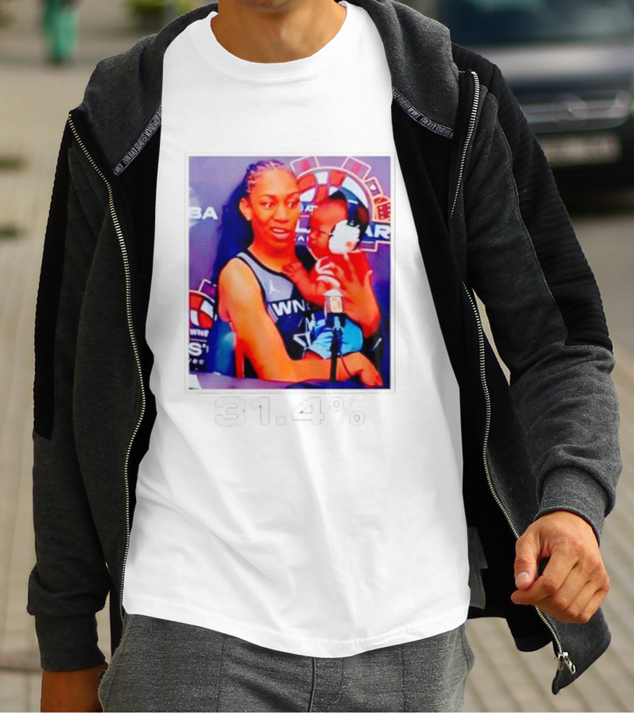A’ja Wilson Holding Baby 31.4% WNBA Stars T-Shirt