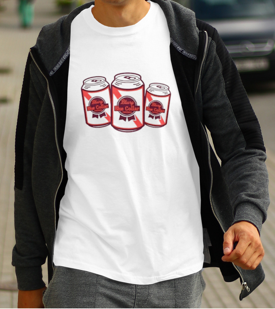 Bburg Blue Collar Football Three Cans T-Shirt