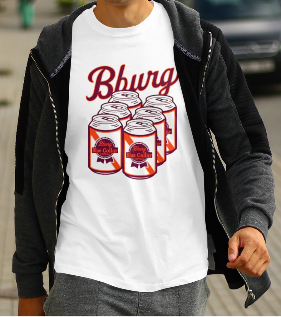 Bburg Blue Collar Football Cans T-Shirt