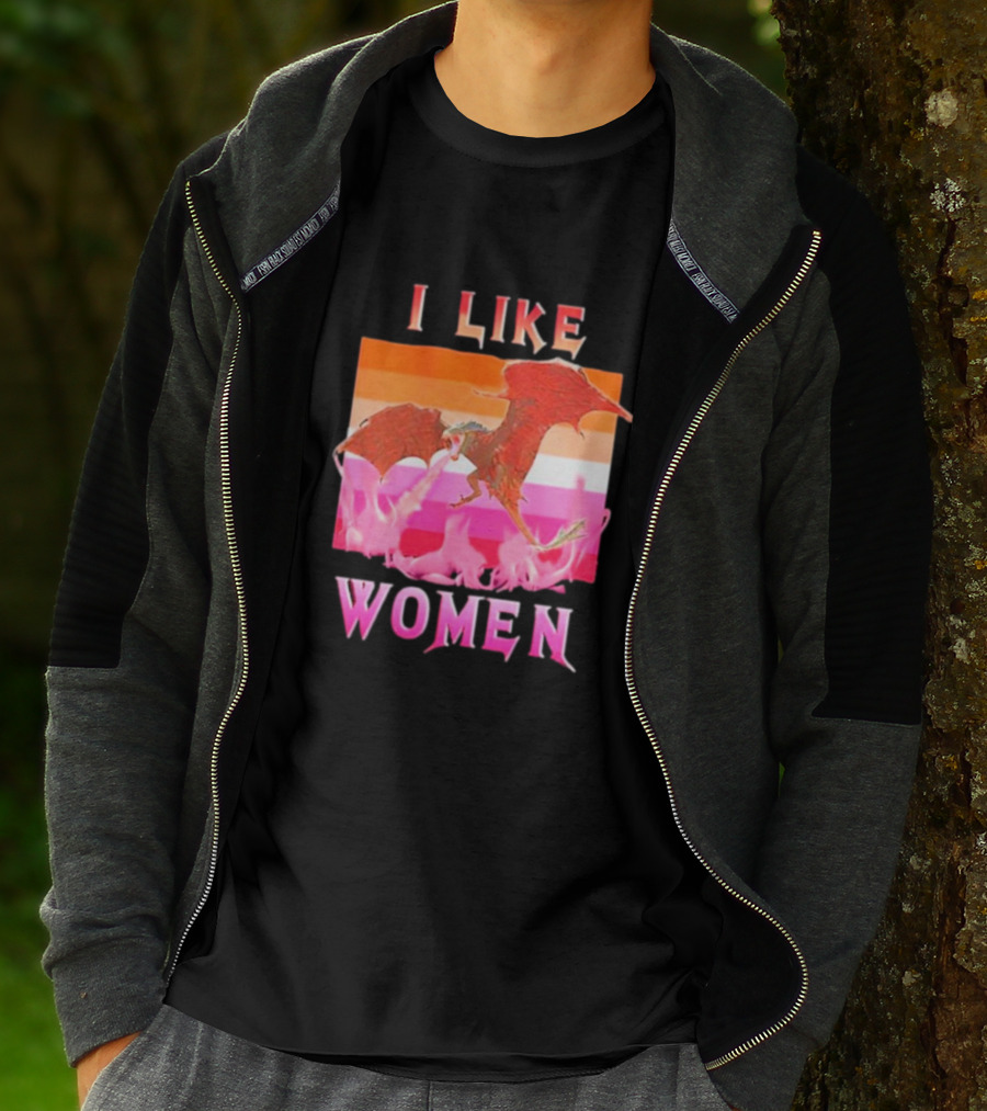 I Like Women Dragon Lesbian Flag T-Shirt