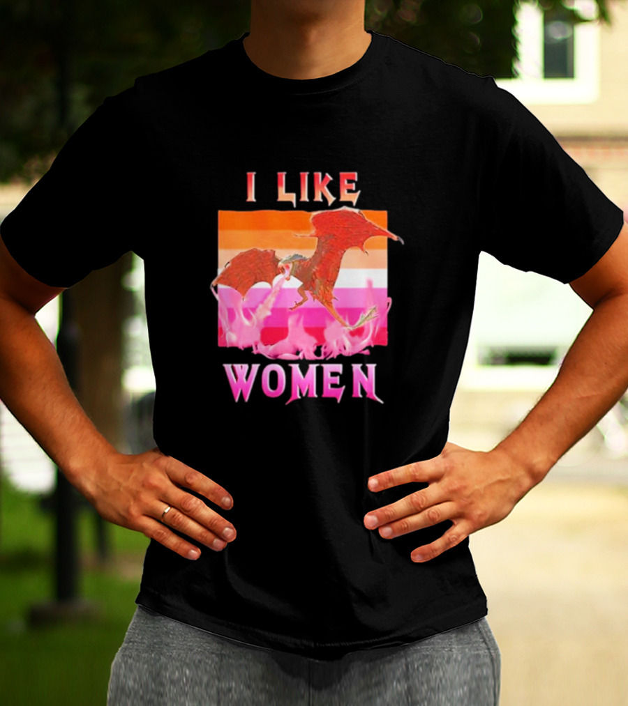 I Like Women Dragon Lesbian Flag T-Shirt