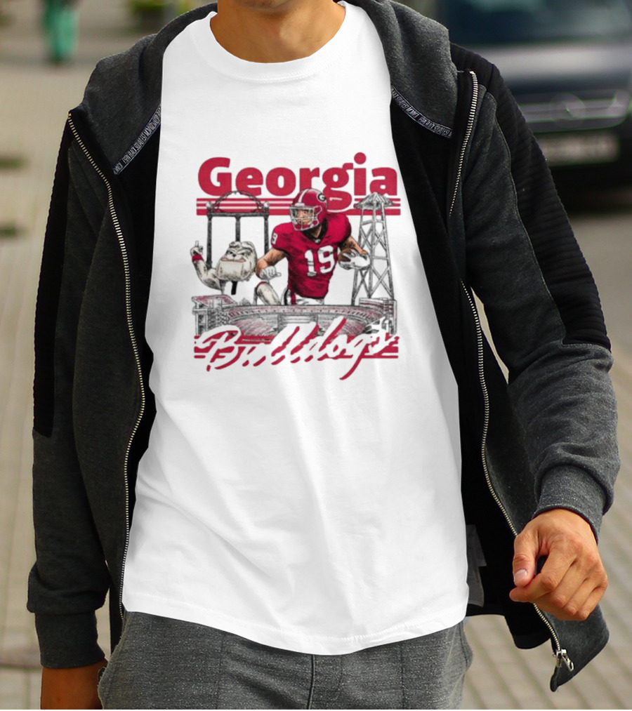 Georgia Bulldogs Brock Bowers Sanford Stadium Collegiate Landmarks T-Shirt