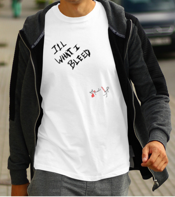 ILL What I Bleed Stick Figure Duel With Red Sword And Demon T-Shirt