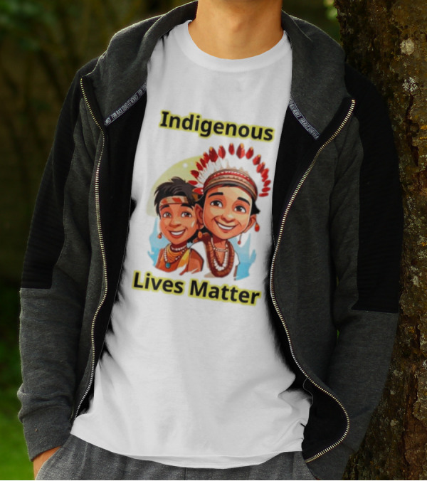 Indigenous Lives Matter Smiling Children Wearing Traditional Headdress T-Shirt