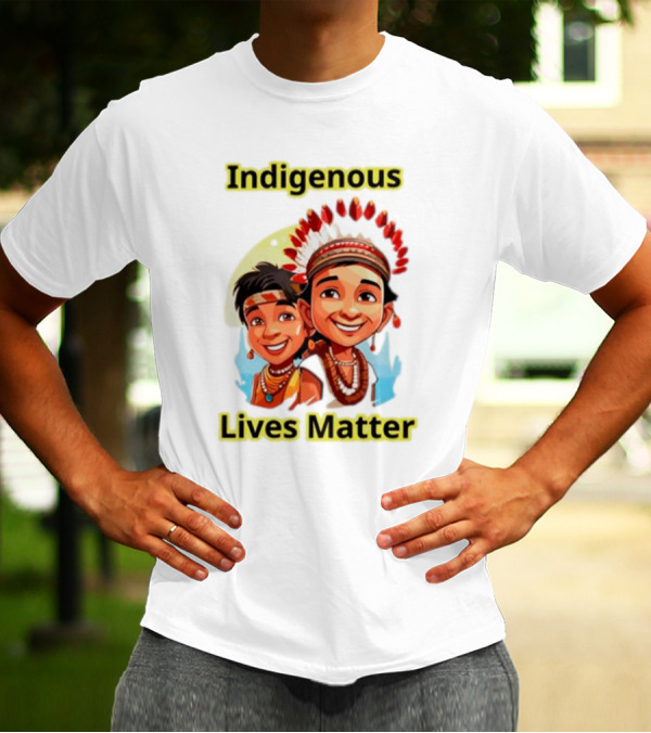 Indigenous Lives Matter Smiling Children Wearing Traditional Headdress T-Shirt