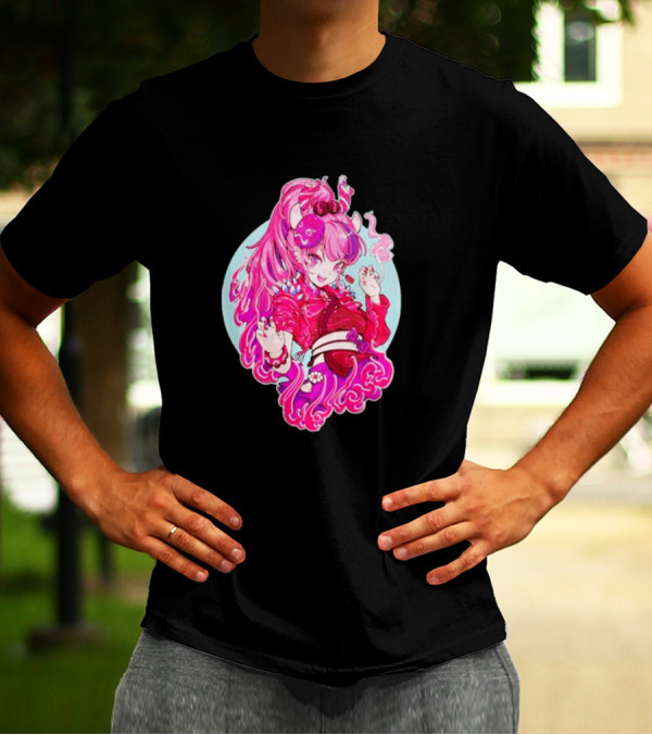 Invasion Club Ironmouse Pink Anime Character Art Collaboration T-Shirt