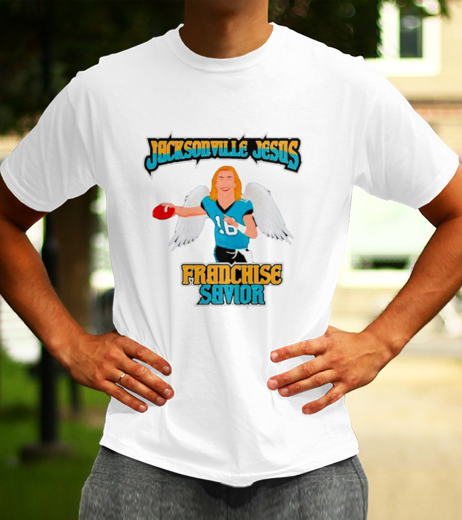 Jacksonville Jesus Franchise Savior Trevor Lawrence Angel Wings Football T-Shirt