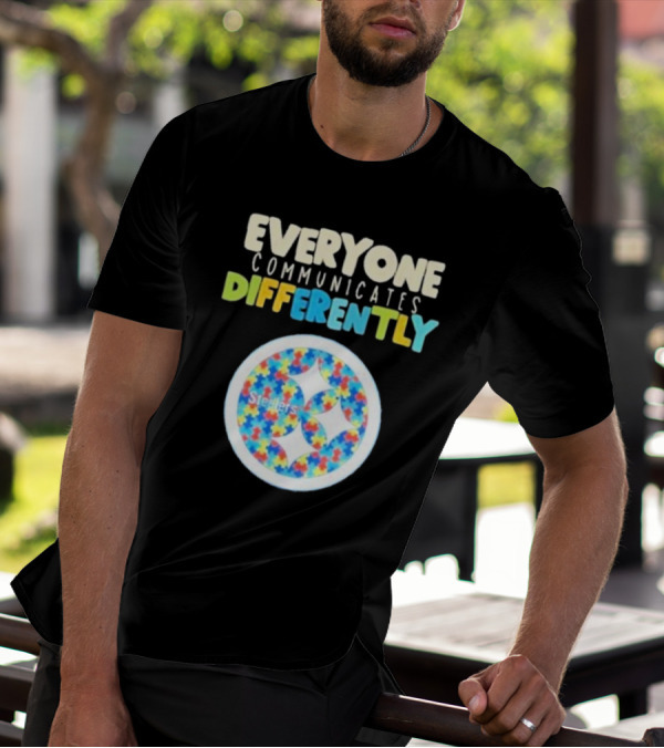 Everyone Communicates Differently Steelers Puzzle T-Shirt