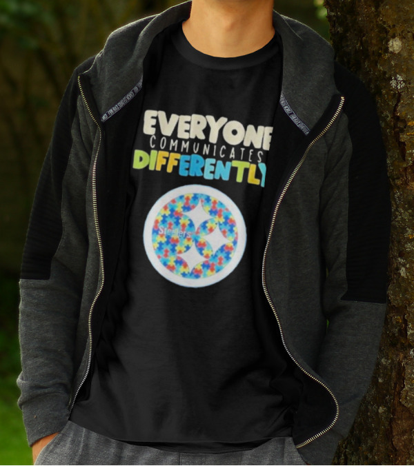 Everyone Communicates Differently Steelers Puzzle T-Shirt