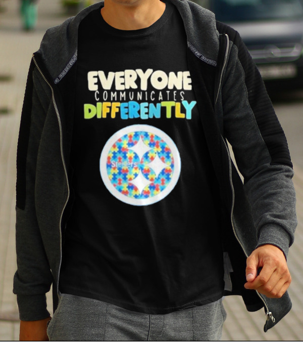 Everyone Communicates Differently Steelers Puzzle T-Shirt