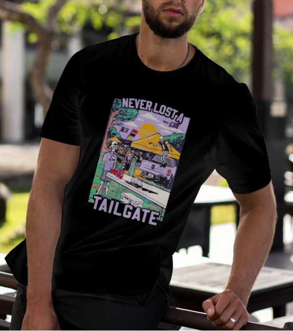 Never Lost A Tailgate Skeleton Party Scene T-Shirt