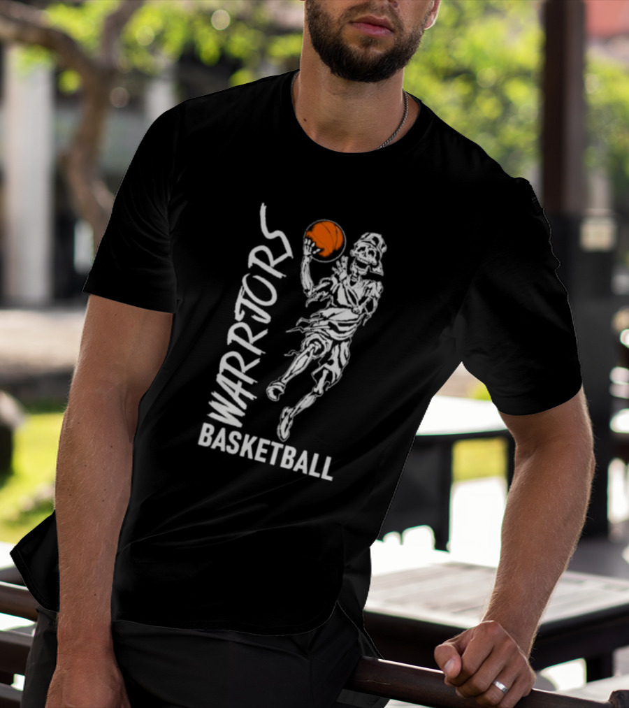 Warriors Skeleton Basketball Player Holding Ball T-Shirt
