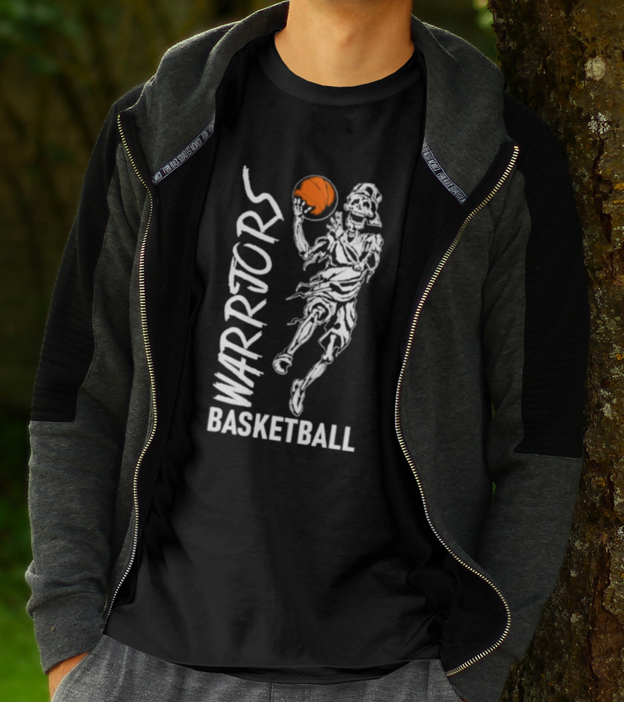 Warriors Skeleton Basketball Player Holding Ball T-Shirt