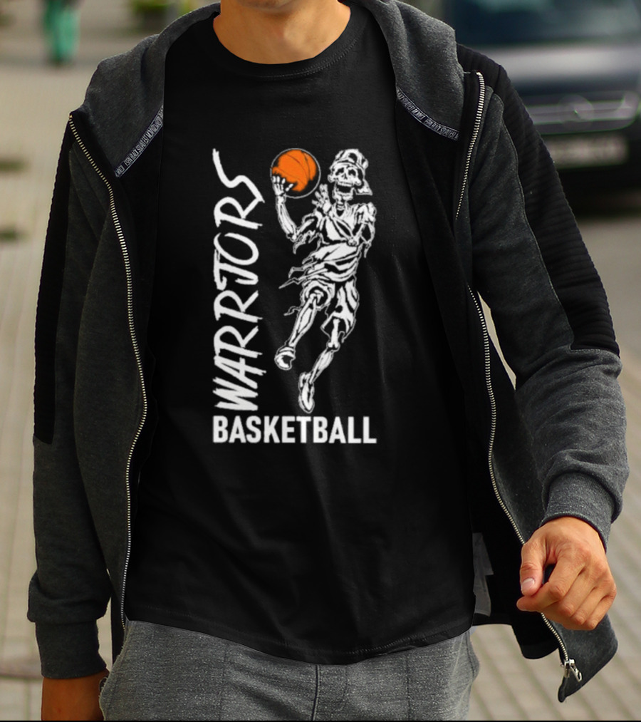 Warriors Skeleton Basketball Player Holding Ball T-Shirt