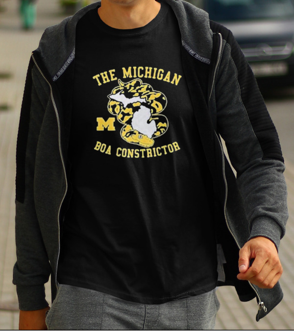 The Michigan Boa Constrictor Football M Logo Yellow Snake Map T-Shirt