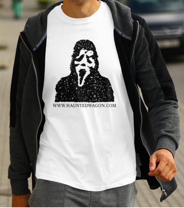 Onlineceramics Haunted Wagon Scream Mask Silhouette Www.hauntedwagon.com T-Shirt