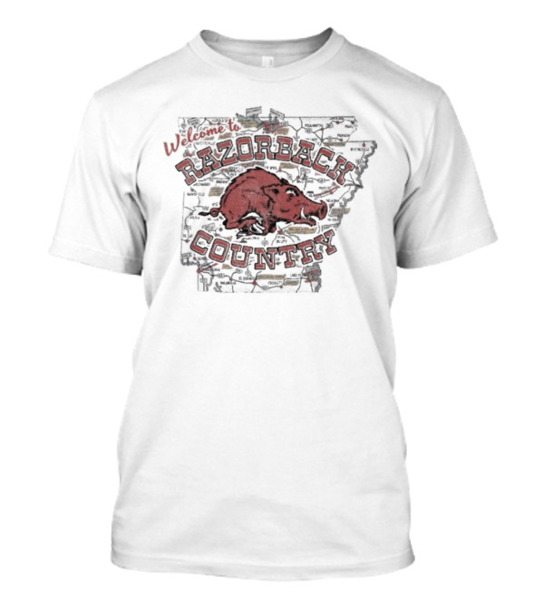 Welcome To Arkansas Razorback Country Map T-Shirt