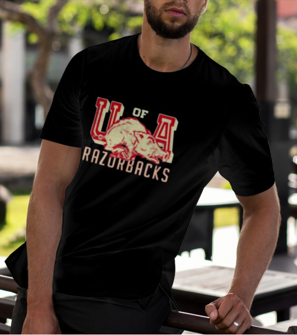 U Of A Razorbacks Retro Script University Of Arkansas Vault T-Shirt