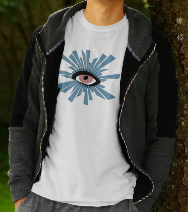 In Gothic Store House Of Errors Eye Design With Radiating Blue Shards T-Shirt