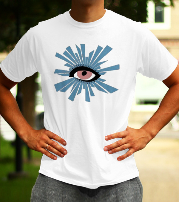 In Gothic Store House Of Errors Eye Design With Radiating Blue Shards T-Shirt