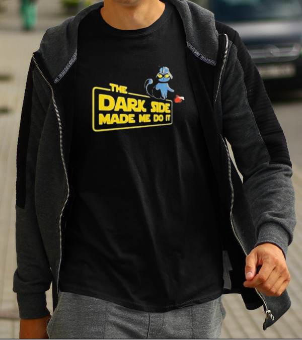 The Dark Side Made Me Do It Cat With Mask And Red Balloon T-Shirt