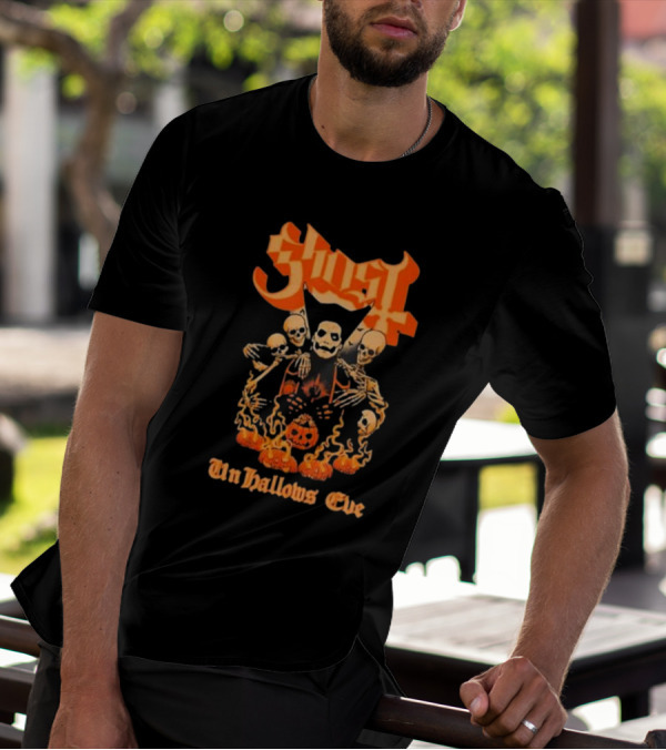 Ghost Un Hallows Eve Skeletons And Pumpkins T-Shirt