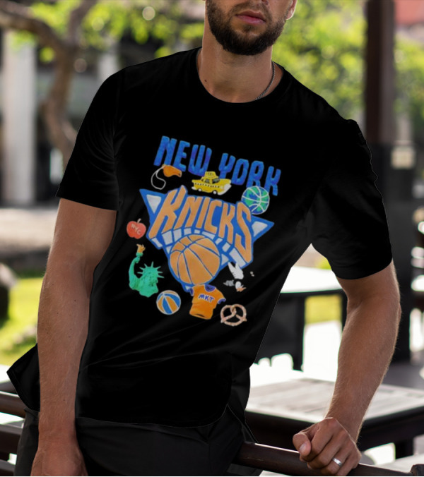New York Knicks NBA Market Claymation NYC Basketball Iconic Symbols T-Shirt