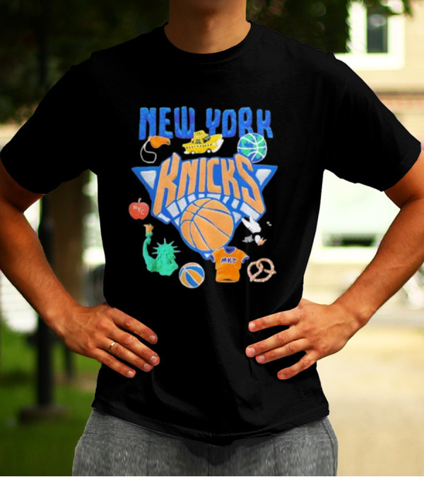 New York Knicks NBA Market Claymation NYC Basketball Iconic Symbols T-Shirt