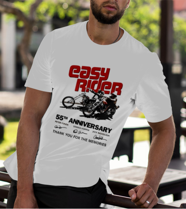 Easy Rider 55th Anniversary Dennis Hopper Jack Nicholson Peter Fonda Thank You For The Memories T-Shirt