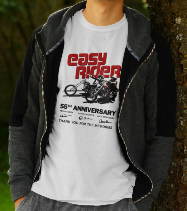 Easy Rider 55th Anniversary Dennis Hopper Jack Nicholson Peter Fonda Thank You For The Memories T-Shirt