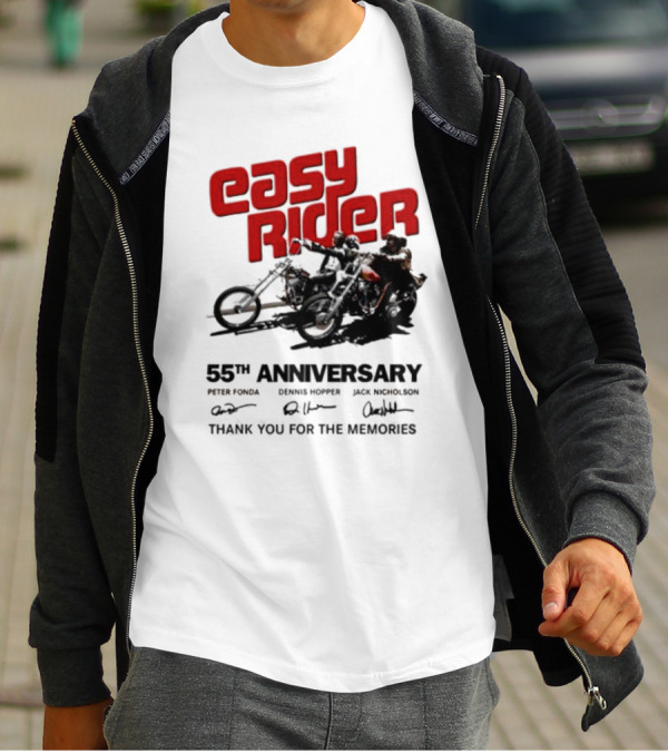 Easy Rider 55th Anniversary Dennis Hopper Jack Nicholson Peter Fonda Thank You For The Memories T-Shirt