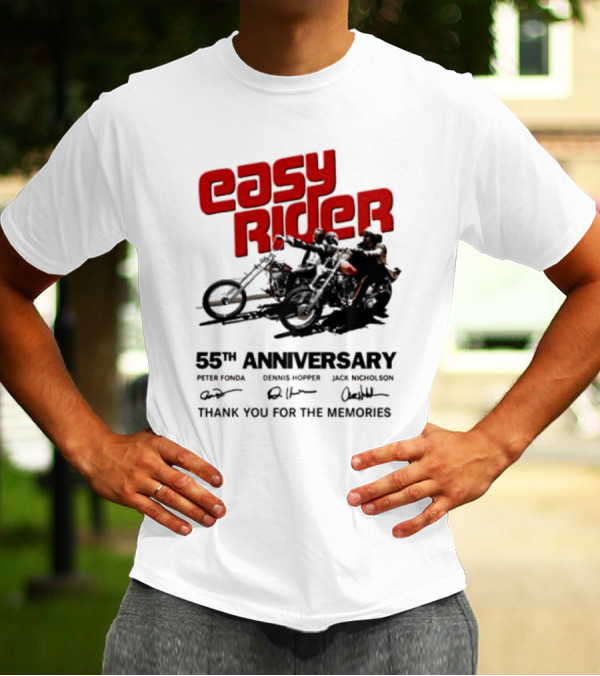 Easy Rider 55th Anniversary Dennis Hopper Jack Nicholson Peter Fonda Thank You For The Memories T-Shirt