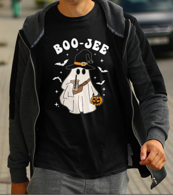 Boo Jee Ghost Halloween Costume Witch Hat Coffee Pumpkin T-Shirt