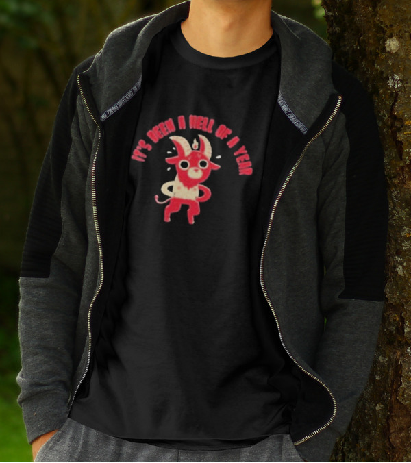 It’s Been A Hell Of A Year Red Cartoon Goat With Horns T-Shirt