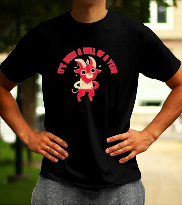 It’s Been A Hell Of A Year Red Cartoon Goat With Horns T-Shirt