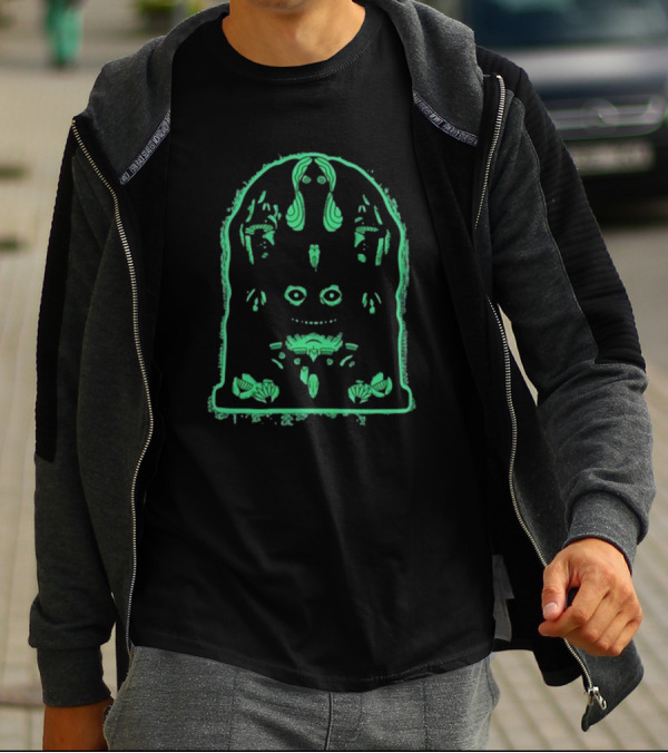 Welcome To Ligament Manor Glow-in-the-Dark Gothic Faces And Skulls T-Shirt