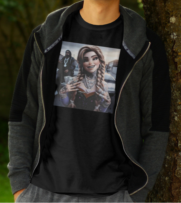 Anna Disney Grill Tattooed Street Style With Braids And Bling T-Shirt