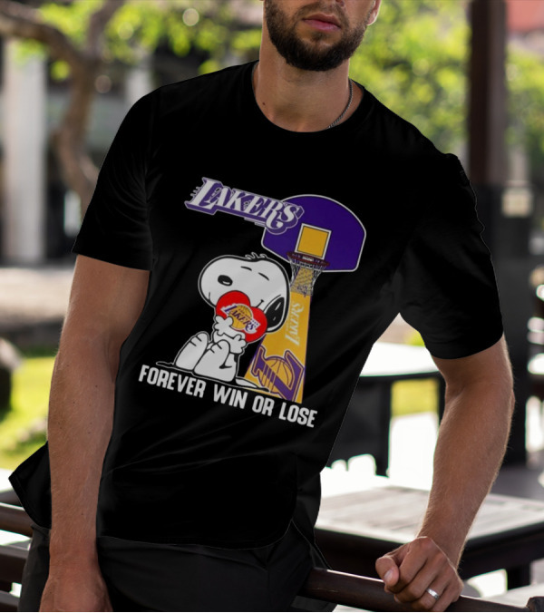 Lakers Forever Win Or Lose Snoopy Basketball Heart T-Shirt