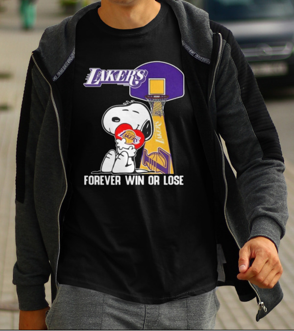 Lakers Forever Win Or Lose Snoopy Basketball Heart T-Shirt