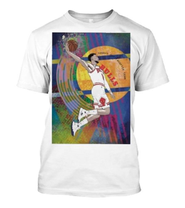 Support Favorite Team Bulls Basketball Player A Special For Chicago Fans Colorful T-Shirt