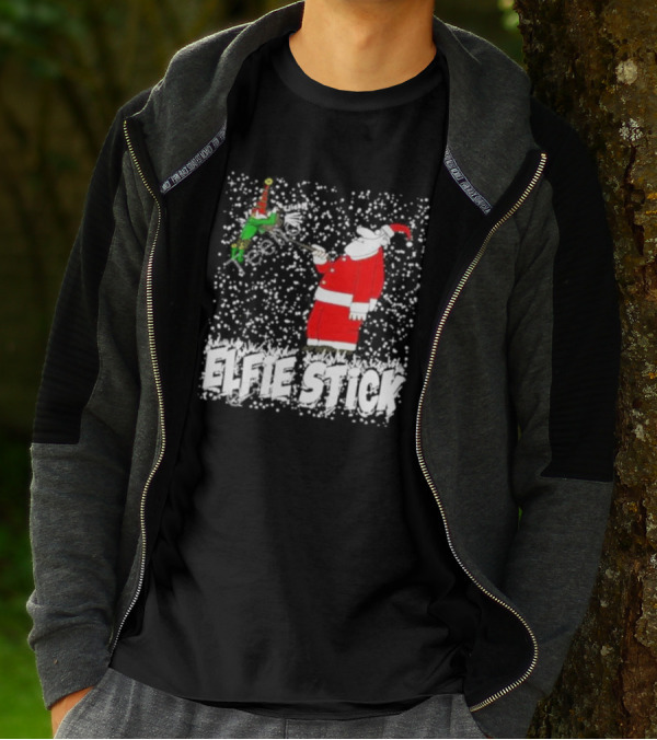 Elfie Stick Santa Christmas Humor T-Shirt